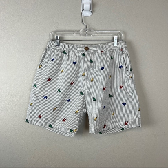 Chubbies Seersucker Shorts Embroidered Dinosaur Print - Picture 2 of 5